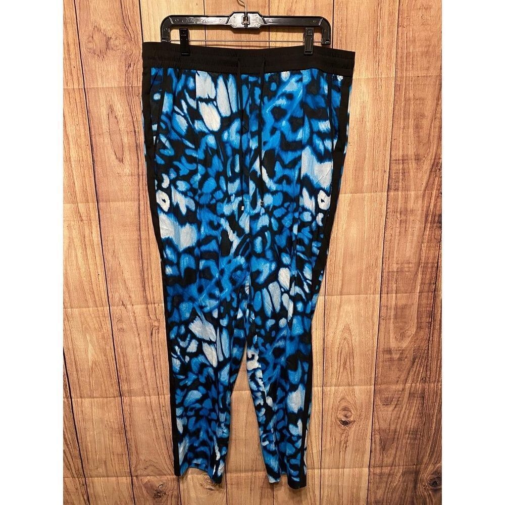 Calvin Klein L light Joggers NWT Abstract Blue Black White lounge Athleisure